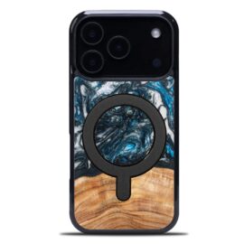 Drevený kryt na mobil so živicou iPhone 17 Pro - Planéty - Zem MagSafe