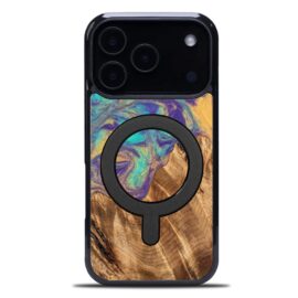 Drevený kryt na mobil so živicou iPhone 17 Pro - Planéty - Merkur MagSafe