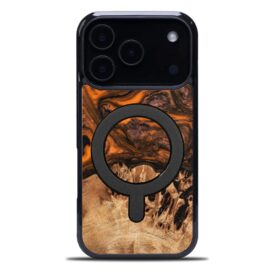 Drevený kryt na mobil so živicou iPhone 17 Pro - Orange MagSafe