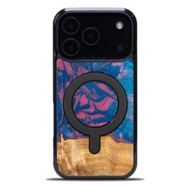 Drevený kryt na mobil so živicou iPhone 17 Pro - Neons - Vegas MagSafe