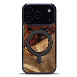 Drevený kryt na mobil so živicou iPhone 17 Pro - 4 Živly - Oheň MagSafe