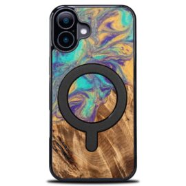 Drevený kryt na mobil so živicou iPhone 17 - Planéty - Merkur MagSafe