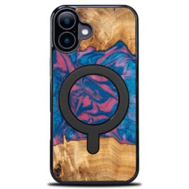 Drevený kryt na mobil so živicou iPhone 17 - Neons - Vegas MagSafe
