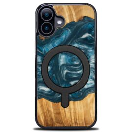 Drevený kryt na mobil so živicou iPhone 17 - 4 Živly - Vietor MagSafe
