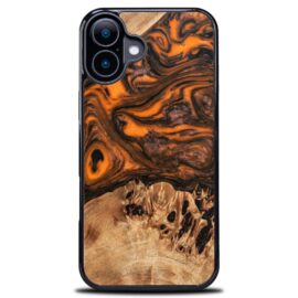 Drevený kryt na mobil so živicou iPhone 17 - Orange