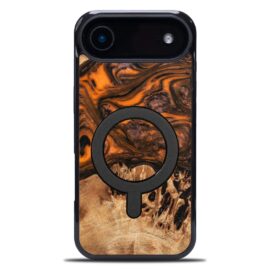 Drevený kryt na mobil so živicou iPhone 17 Air - Orange MagSafe