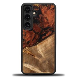 Drevený kryt na mobil so živicou Samsung Galaxy S25 - 4 živly - oheň