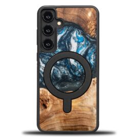 Drevený kryt na mobil so živicou Samsung Galaxy S25 Plus - Planéta - Zem s MagSafe