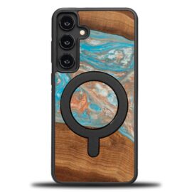Drevený kryt na mobil so živicou Samsung Galaxy S25 Plus - Planéta - Saturn s MagSafe