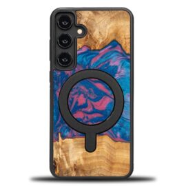 Drevený kryt na mobil so živicou Samsung Galaxy S25 Plus - Neons - Vegas s MagSafe