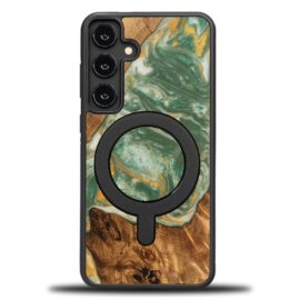 Drevený kryt na mobil so živicou Samsung Galaxy S25 Plus - 4 živly - voda s MagSafe