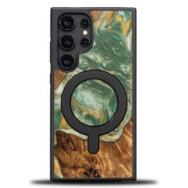 Drevený kryt na mobil so živicou Samsung Galaxy S25 Ultra - 4 živly - voda s MagSafe