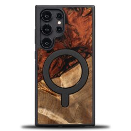 Drevený kryt na mobil so živicou Samsung Galaxy S25 Ultra - 4 živly - oheň s MagSafe