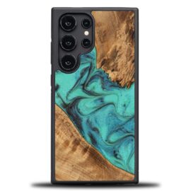 Drevený kryt na mobil so živicou Samsung Galaxy S25 Ultra - Tyrkysová