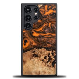 Drevený kryt na mobil so živicou Samsung Galaxy S25 Ultra - Oranžový