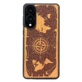 Drevený kryt na mobil Samsung Galaxy S25 Edge Kompas Merbau
