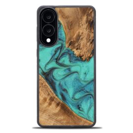 Drevený kryt na mobil so živicou Samsung Galaxy S25 Edge - Tyrkysová
