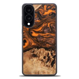 Drevený kryt na mobil so živicou Samsung Galaxy S25 Edge - Oranžový