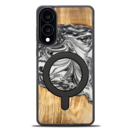Drevený kryt na mobil so živicou Samsung Galaxy S25 Edge - 4 živly - zem s MagSafe