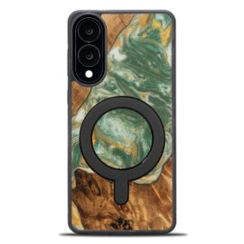 Drevený kryt na mobil so živicou Samsung Galaxy S25 Edge - 4 živly - voda s MagSafe