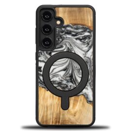 Drevený kryt na mobil so živicou Samsung Galaxy S25 FE - 4 živly - zem s MagSafe