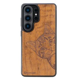 Drevený kryt na mobil Samsung Galaxy S26 Ultra Cat Lover Imbuia