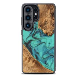 Drevený kryt na mobil so živicou Samsung Galaxy S26 Ultra - Tyrkysová