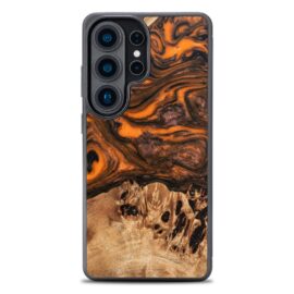 Drevený kryt na mobil so živicou Samsung Galaxy S26 Ultra - Oranžový