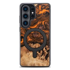 Drevený kryt na mobil so živicou Samsung Galaxy S26 Ultra - Oranžový s MagSafe