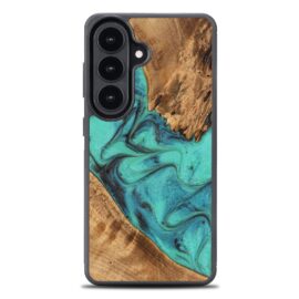 Drevený kryt na mobil so živicou Samsung Galaxy S26 - Tyrkysová