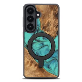 Drevený kryt na mobil so živicou Samsung Galaxy S26 Plus - Tyrkysová s MagSafe