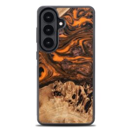 Drevený kryt na mobil so živicou Samsung Galaxy S26 Plus - Oranžový